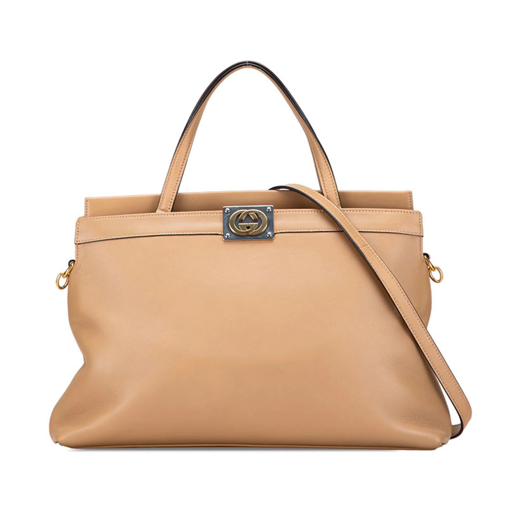 GUCCI Cream Leather Shoulder Bag